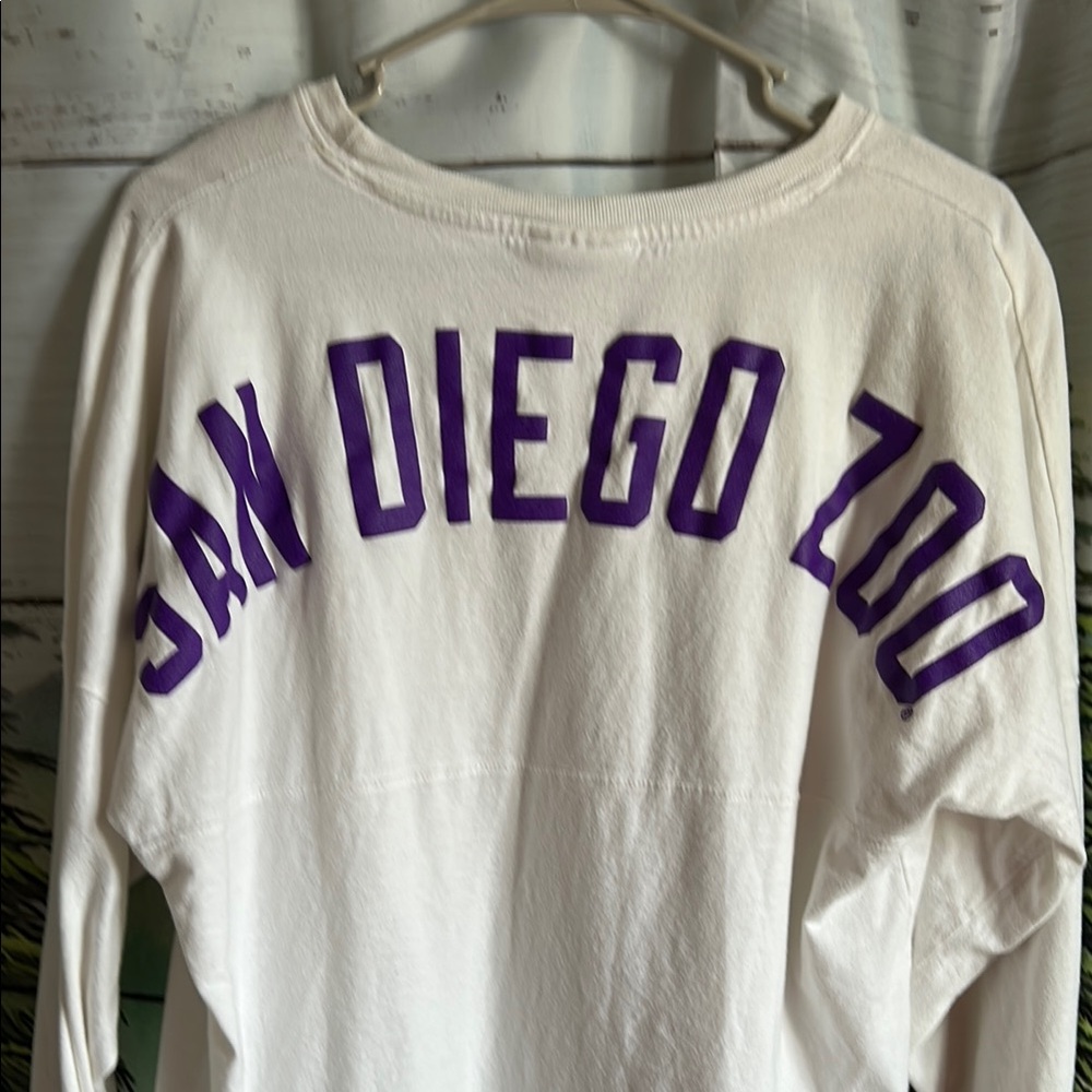 San Diego Zoo White Jersey Style Long Sleeve Cotton T-Shirt